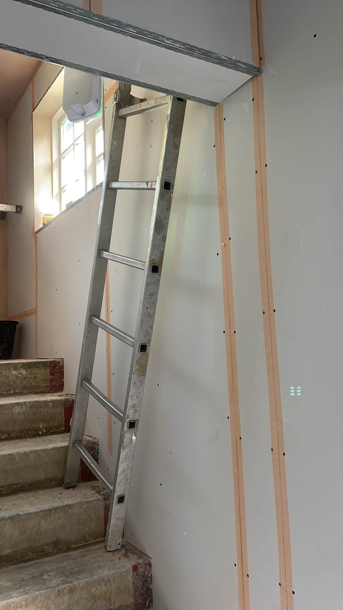Stairwell boarded before plastering