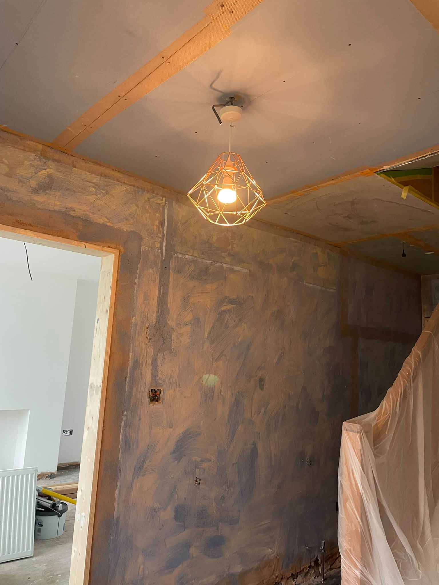 Hallway part way through a skim
